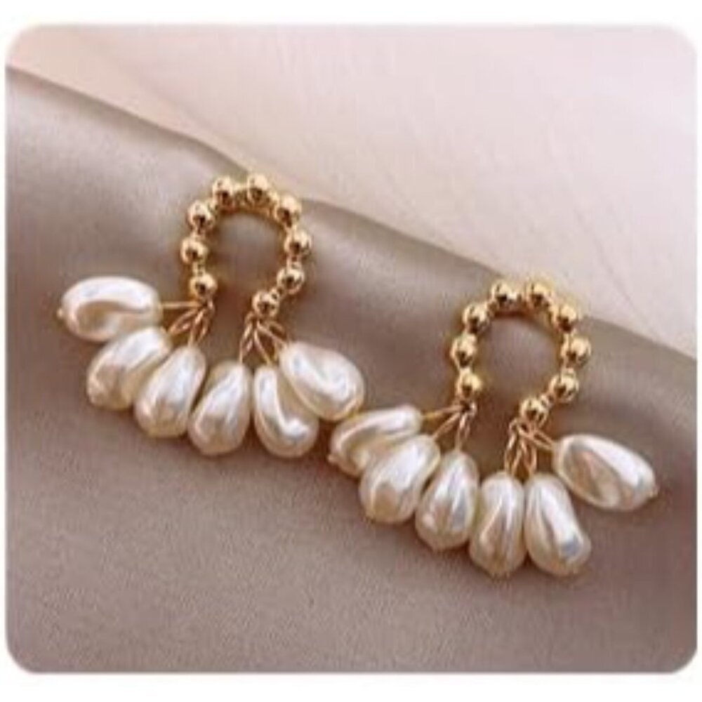 Pearls Tassel Earrings for Women Dangling Pearls Earrings Boho Dainty Earrings G